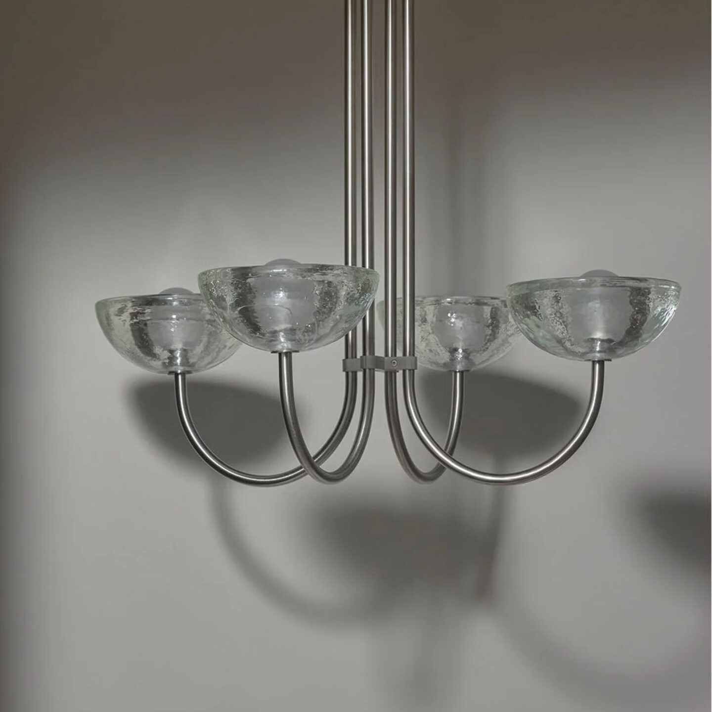 Aurelia Chandelier Quad Small Cast Glass & Brushed Nickel